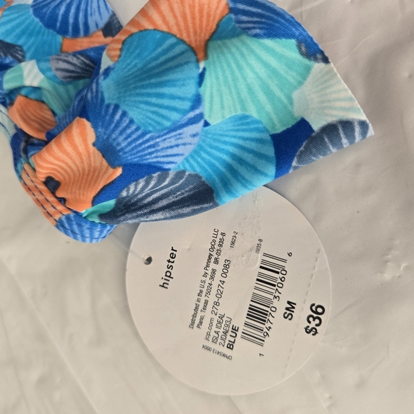 Women's Hipster Panties with Blue and Coral Seashell Design. Small. Ruffles - Picture 7 of 8